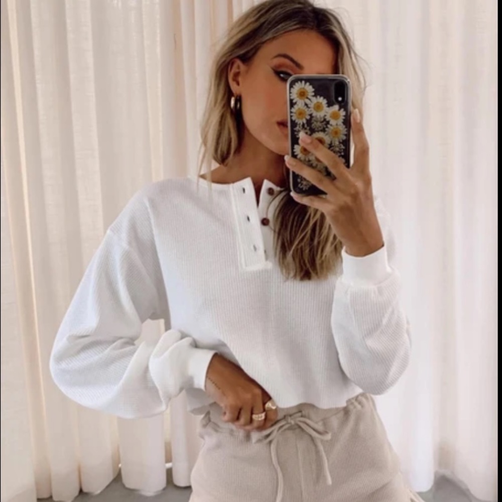 Princess Polly white cropped thermal
